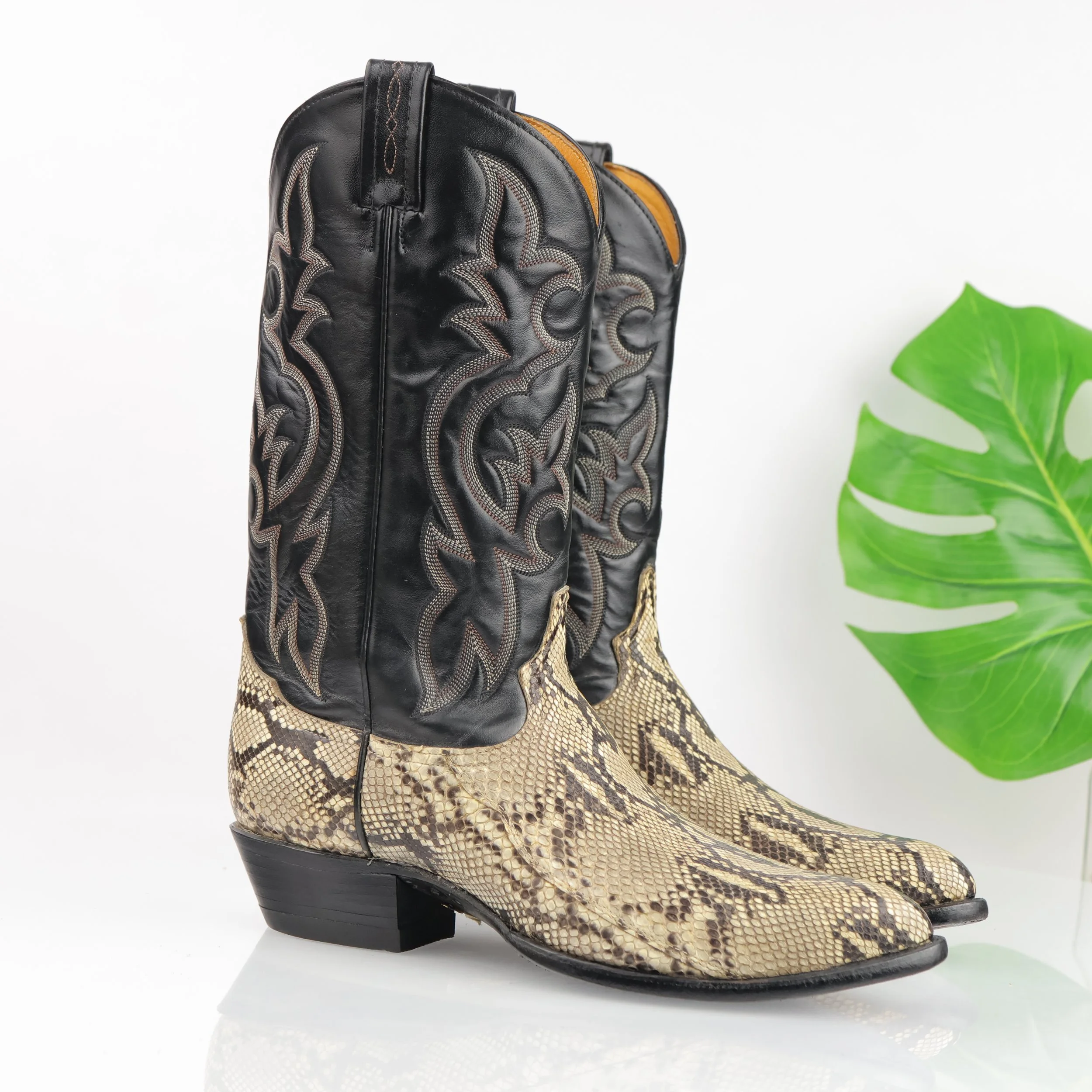 Black tan western boots. 