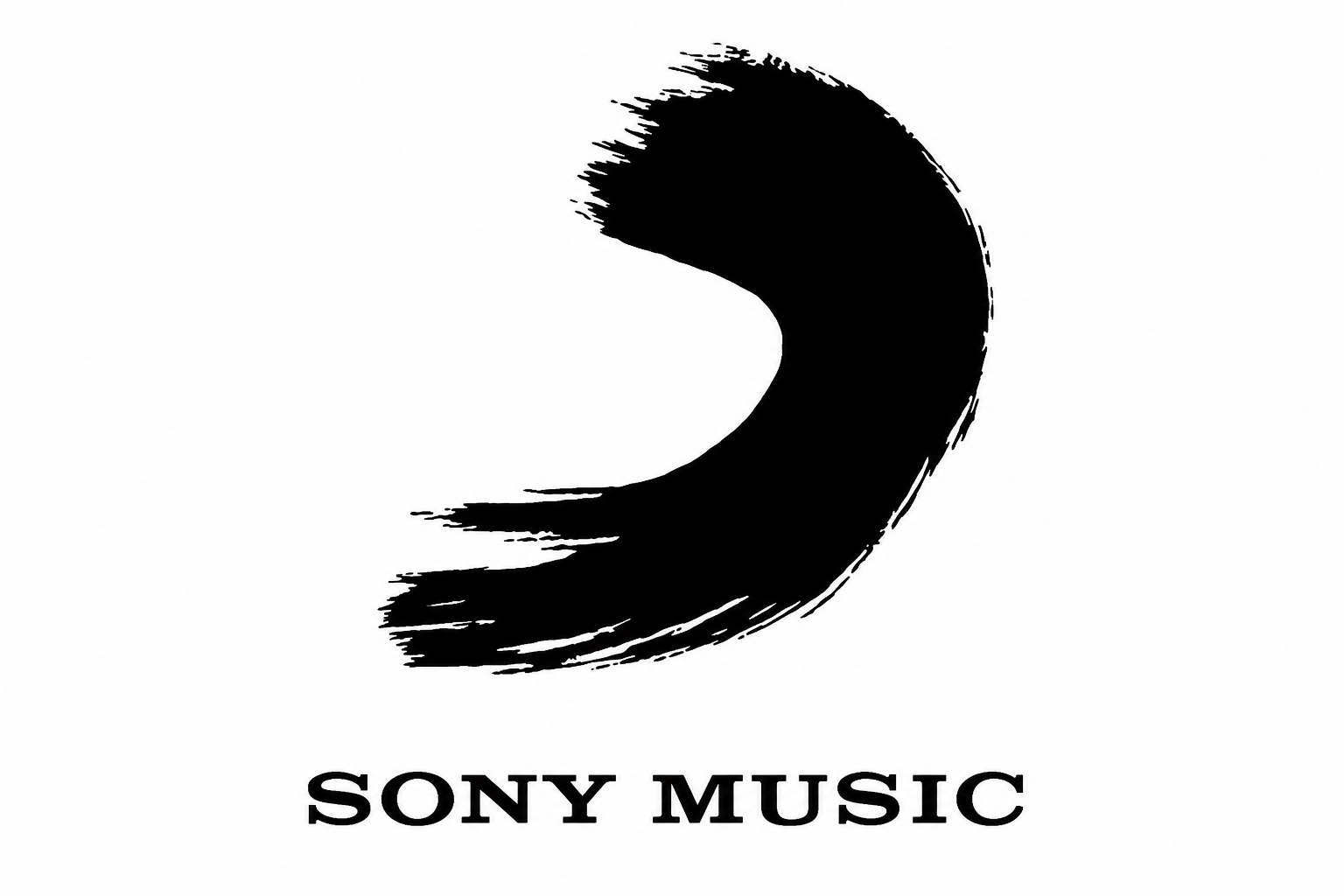 Logotipo de Sony Music con un símbolo negro abstracto y el texto en letras mayúsculas.