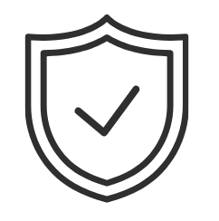 Shield icon with a check mark in the center, symbolising credentials