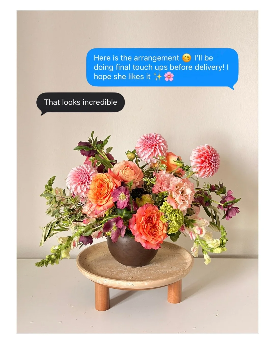 Designer&rsquo;s Choice means trusting me to tell your story through flowers.

This arrangement was created for a husband hoping to brighten his wife&rsquo;s day while she&rsquo;s recovering at home. I reached for coral, peach, blush, and raspberry t