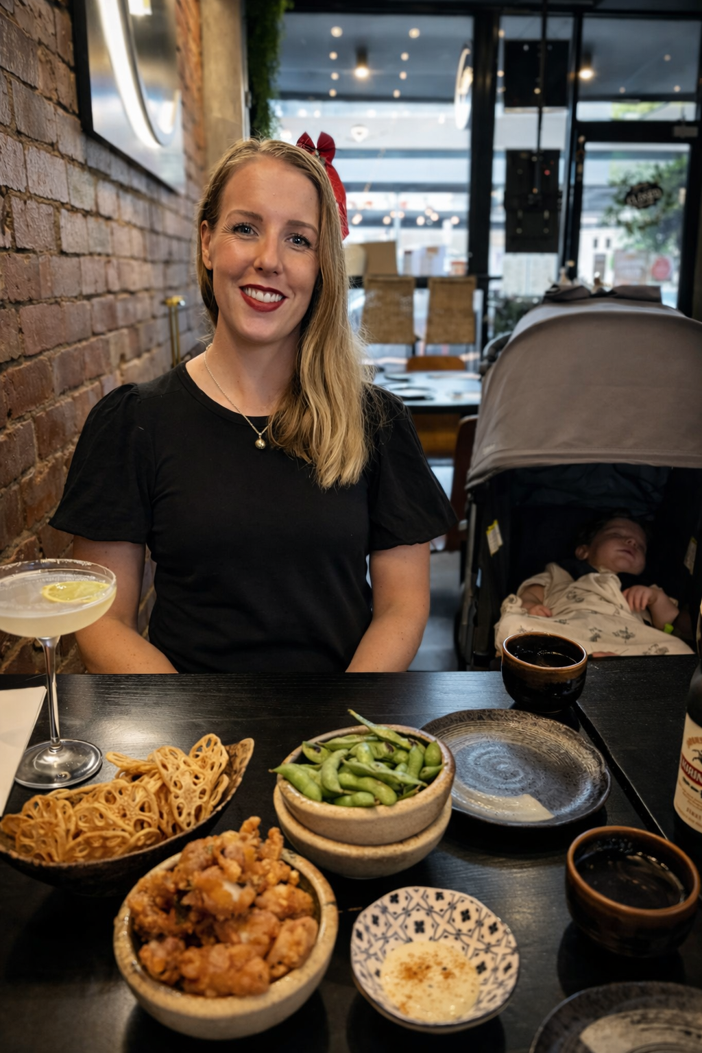 Behind the scenes of running Innerbloom Studio, a dinner break out with a very sleepy sidekick in tow.