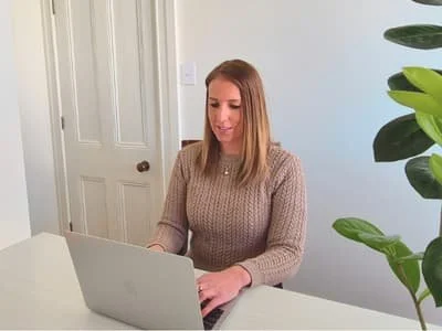Innerbloom Studio Hayley working on website build during design phase at home office in Haumoana Hawkes Bay