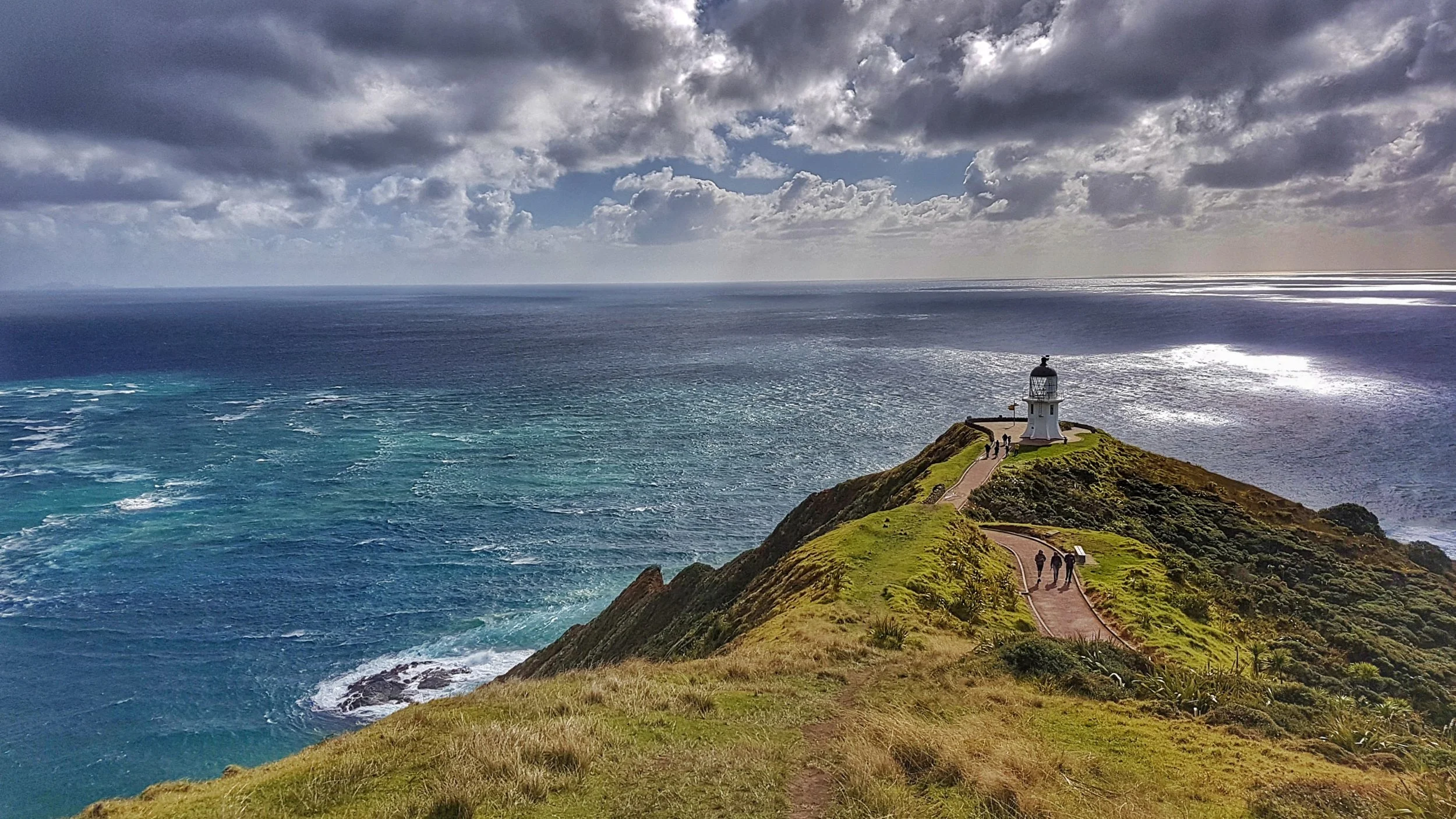 The walking track to Cape Reinga lighthouse, a dramatic coastal spot that keeps Innerbloom Studio's founder inspired.