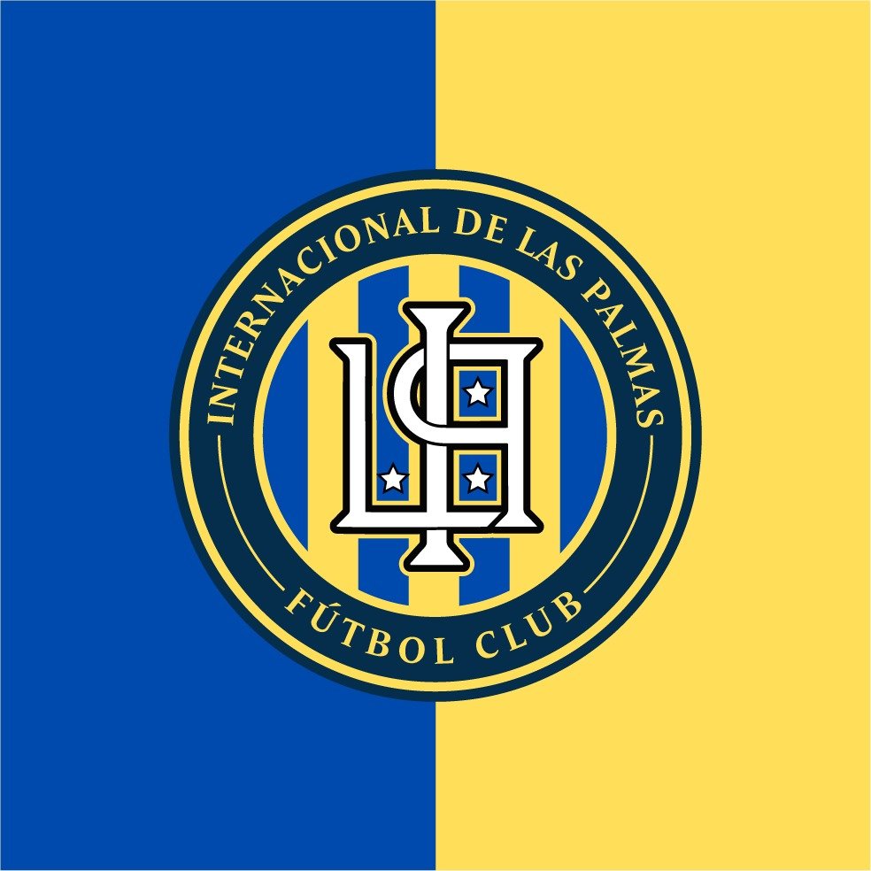 The logo of Unión Deportiva Panamas Fútbol Club superimposed on a background divided vertically into blue and yellow halves.