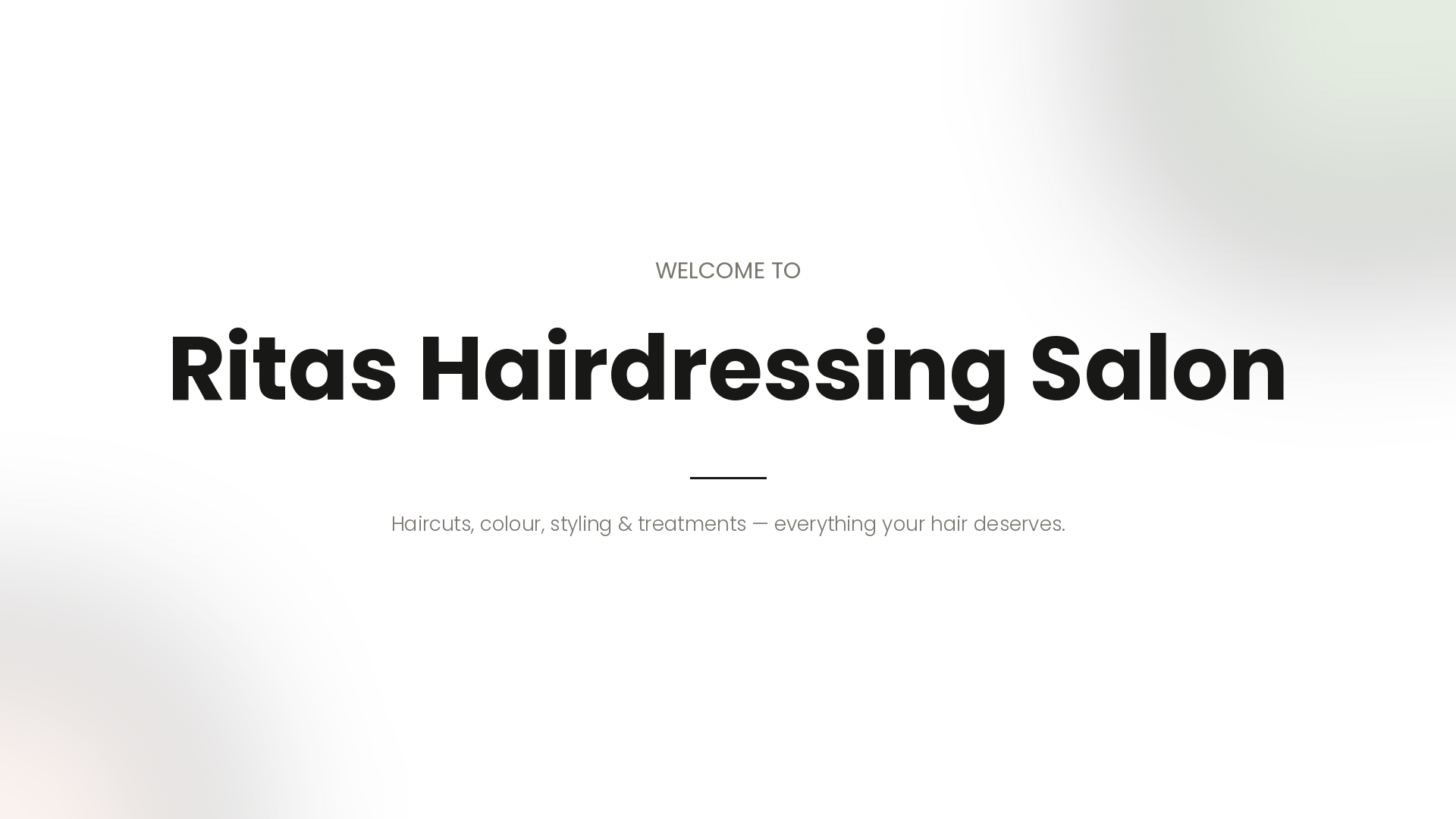 Welcome to Ritas Hairdressing Salon, featuring services for haircuts, color, styling, and treatments.