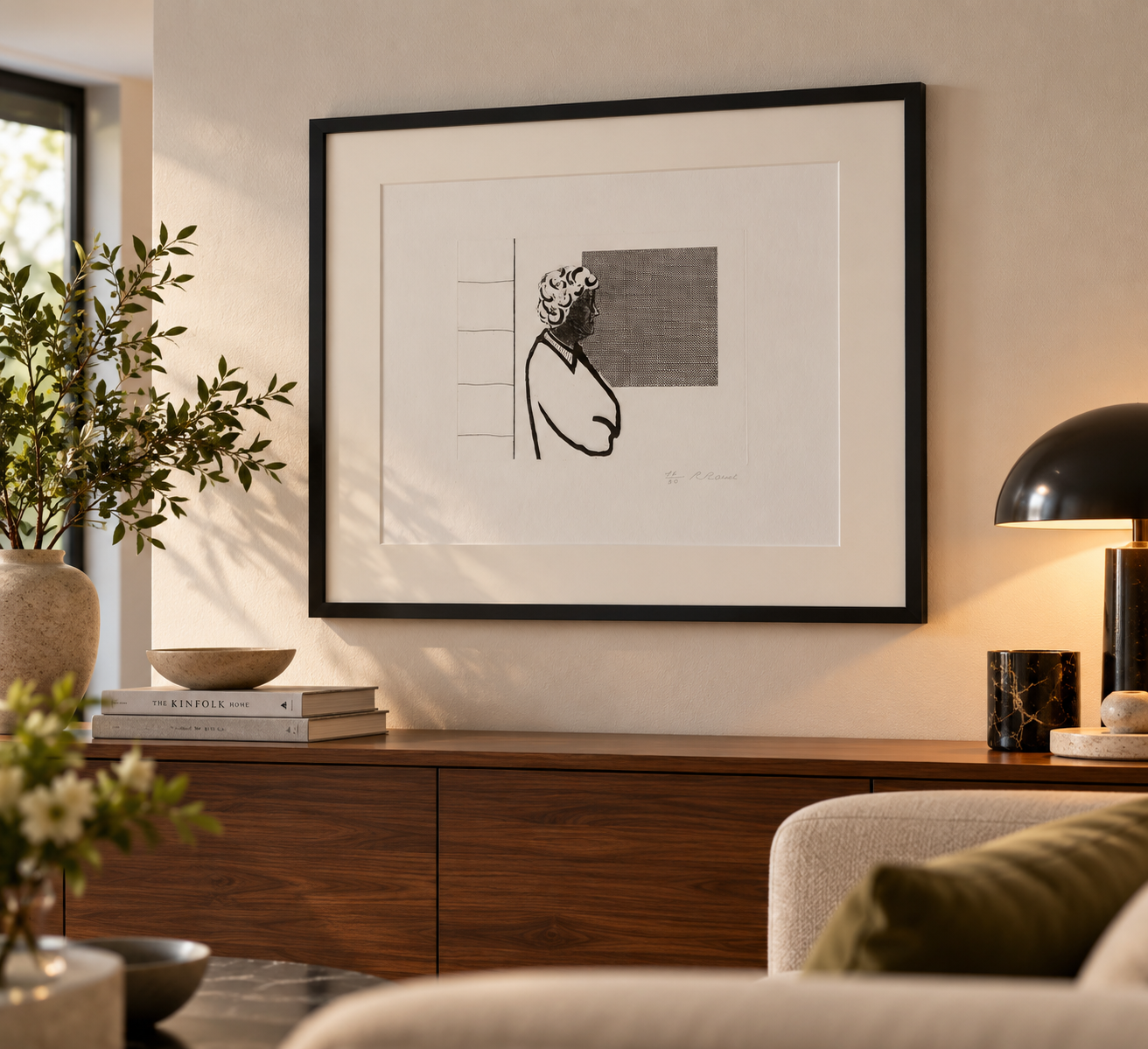 Warm Minimalistische Woonkamer met Kunstprint.png