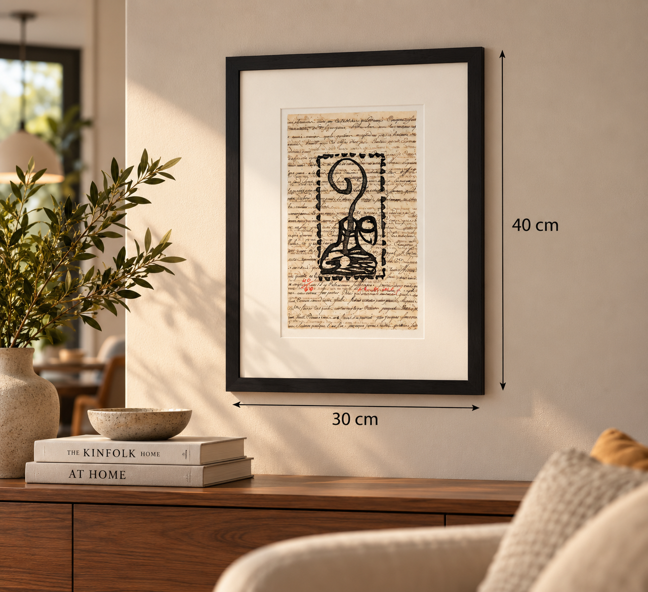 Vintage manuscript boven houten dressoir.png