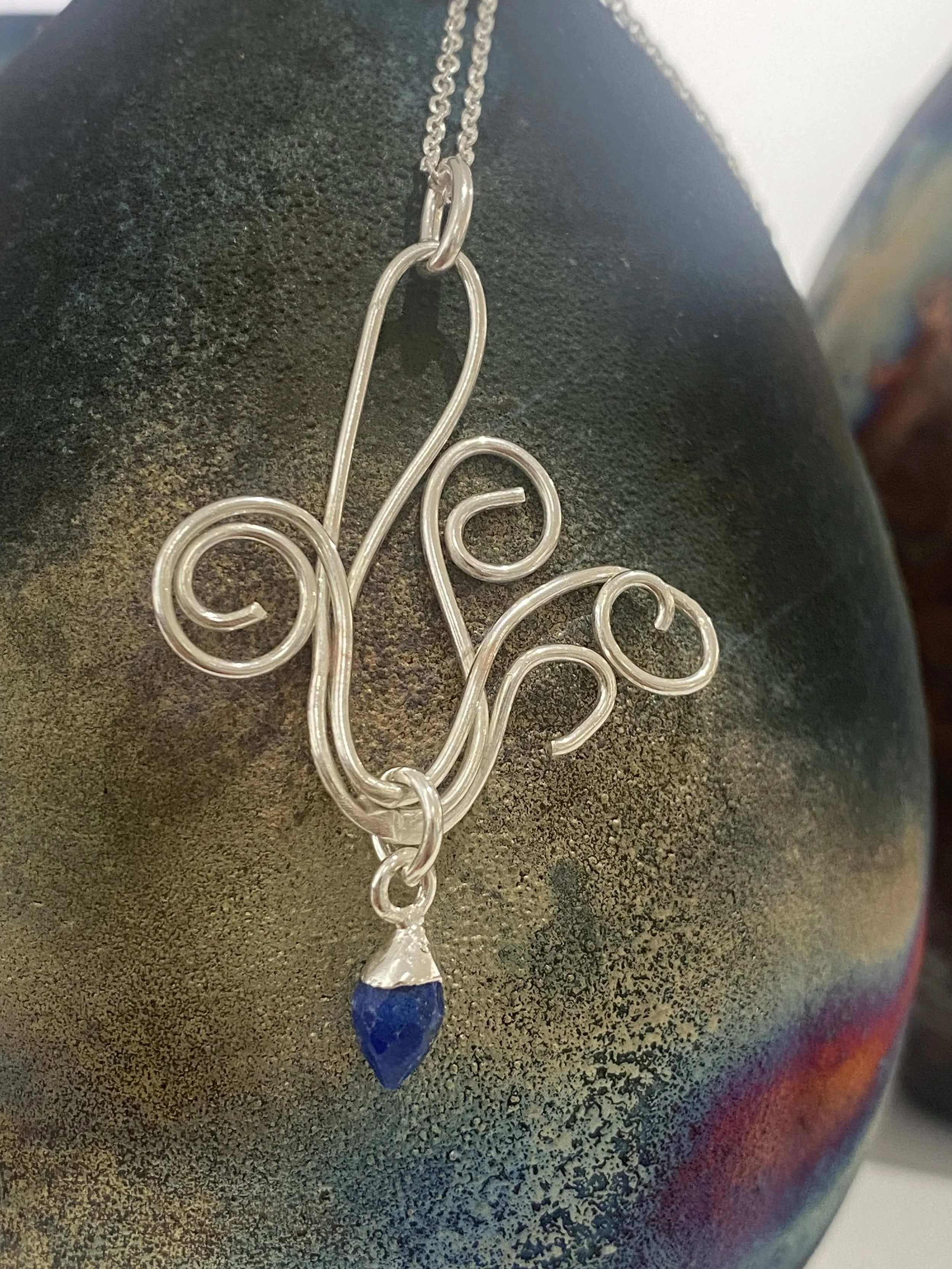 Small 'Flora' Necklace with Sapphire Charm