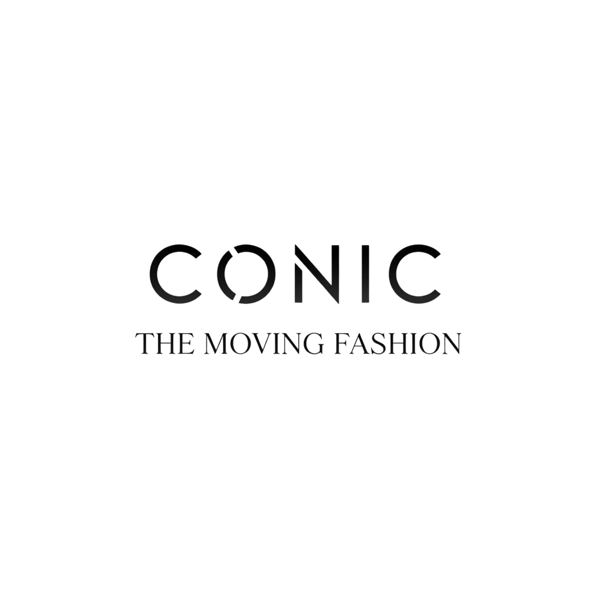 Black background with the words "CONIC THE MOVEMENT" in dark, subtle text.