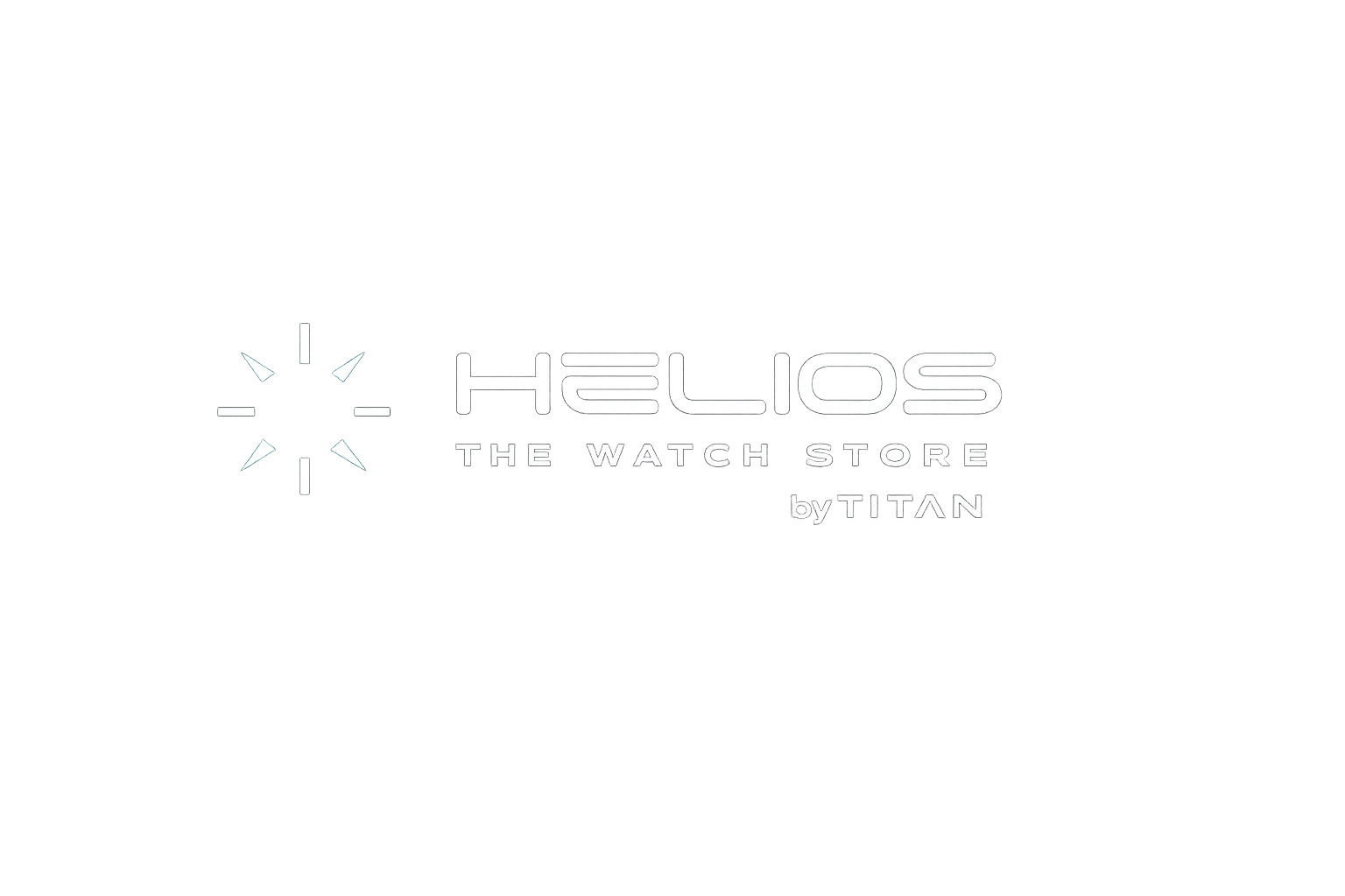 Logo for Helios, The Watch Store by Titan, featuring a stylized sun or star icon and modern text on a black background.