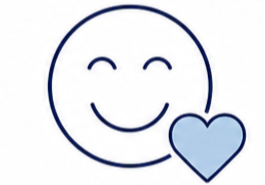 Smiling face with closed eyes and a blue heart