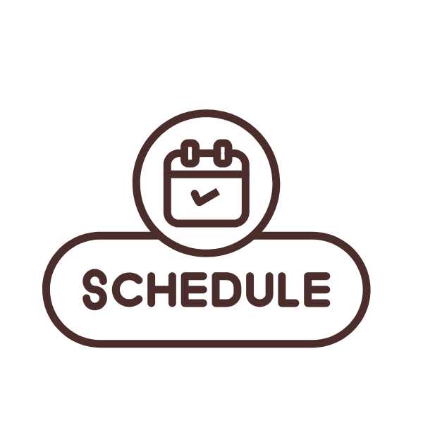 Icon of a calendar with a checkmark and the word "Schedule" below it.
