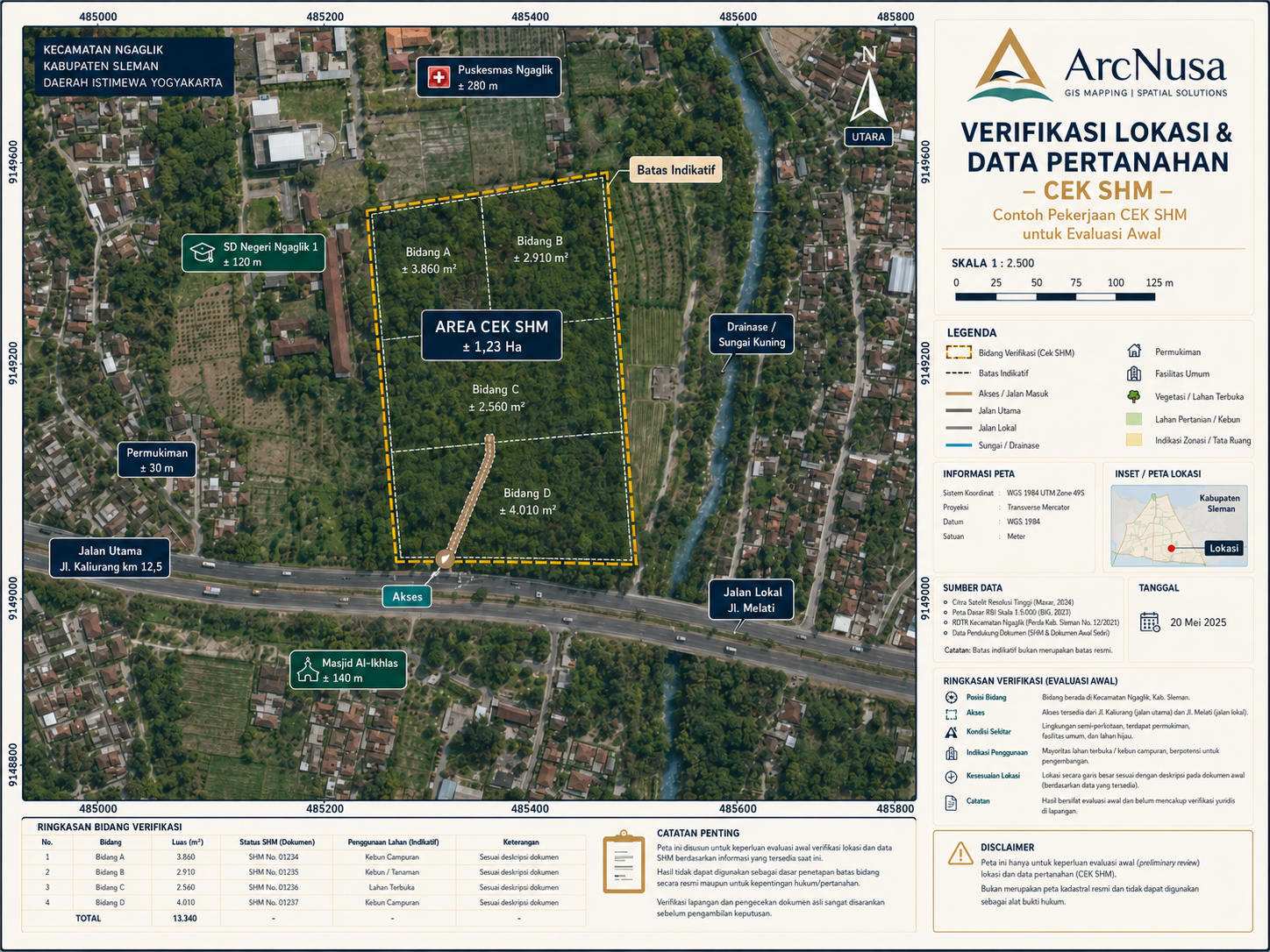 Jasa Pemetaan Gis Arcnusa mapping Solutions contoh jasa verifikasi lokasi dan data pertanahan SHM