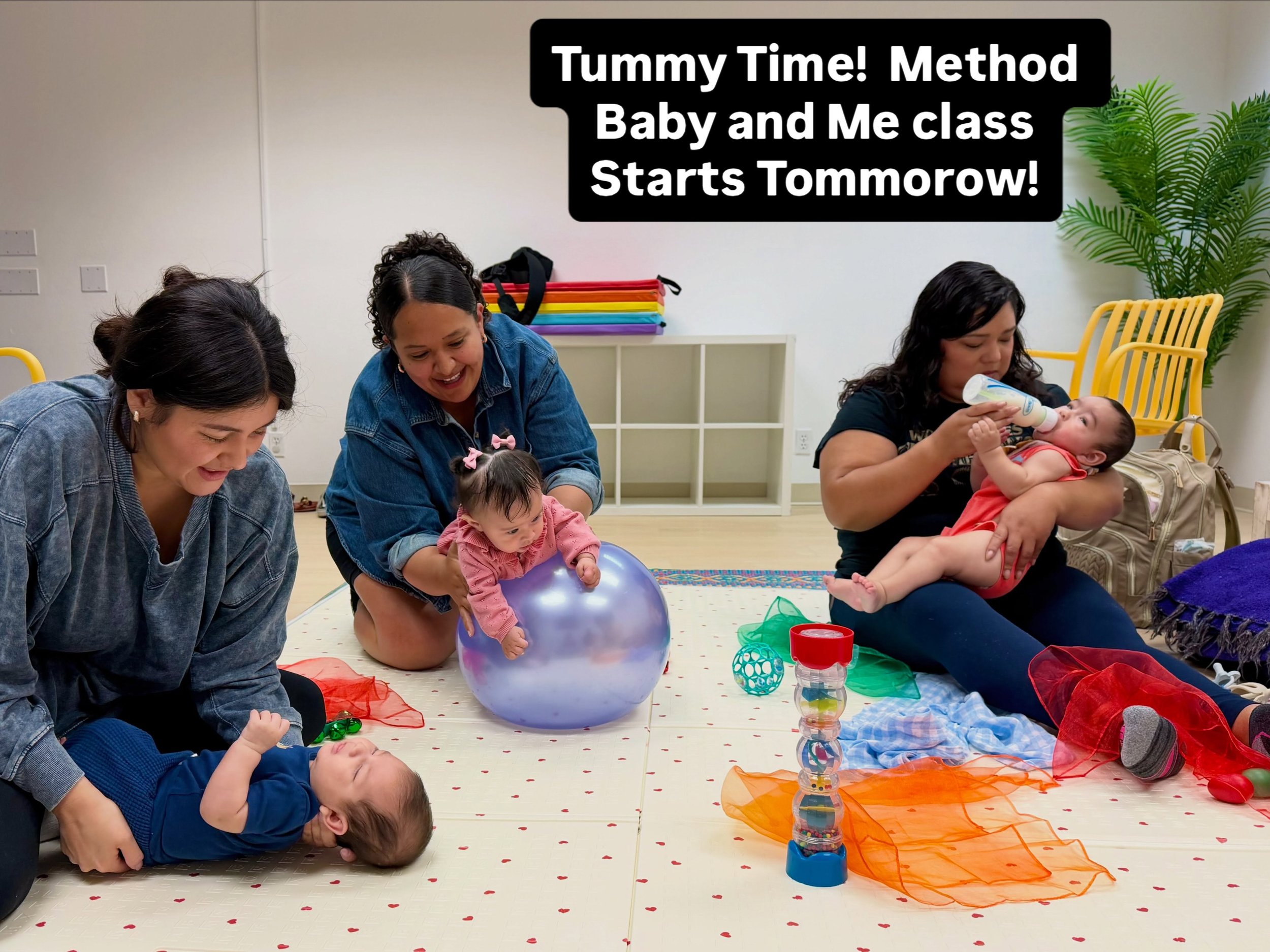 The first of 4 Tummy Time!&trade;️ Method - Baby and Me class is tomorrow at 10:00AM at @illuminatestudios.vta If you haven&rsquo;t signed up yet, there&rsquo;s still time! 

The Tummy Time!&trade;️ Method helps:
-parent and baby connection
-posture,