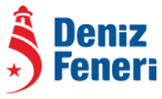 Logo with red stylized birds and blue text reading 'Deniz Feneri'