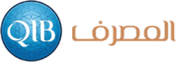 Logo of QIB (Qatar Islamic Bank) with Arabic text beside it
