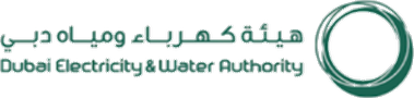 Logo of the Dubai Electricity & Water Authority with text in Arabic and English