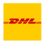 DHL logo on a yellow background.