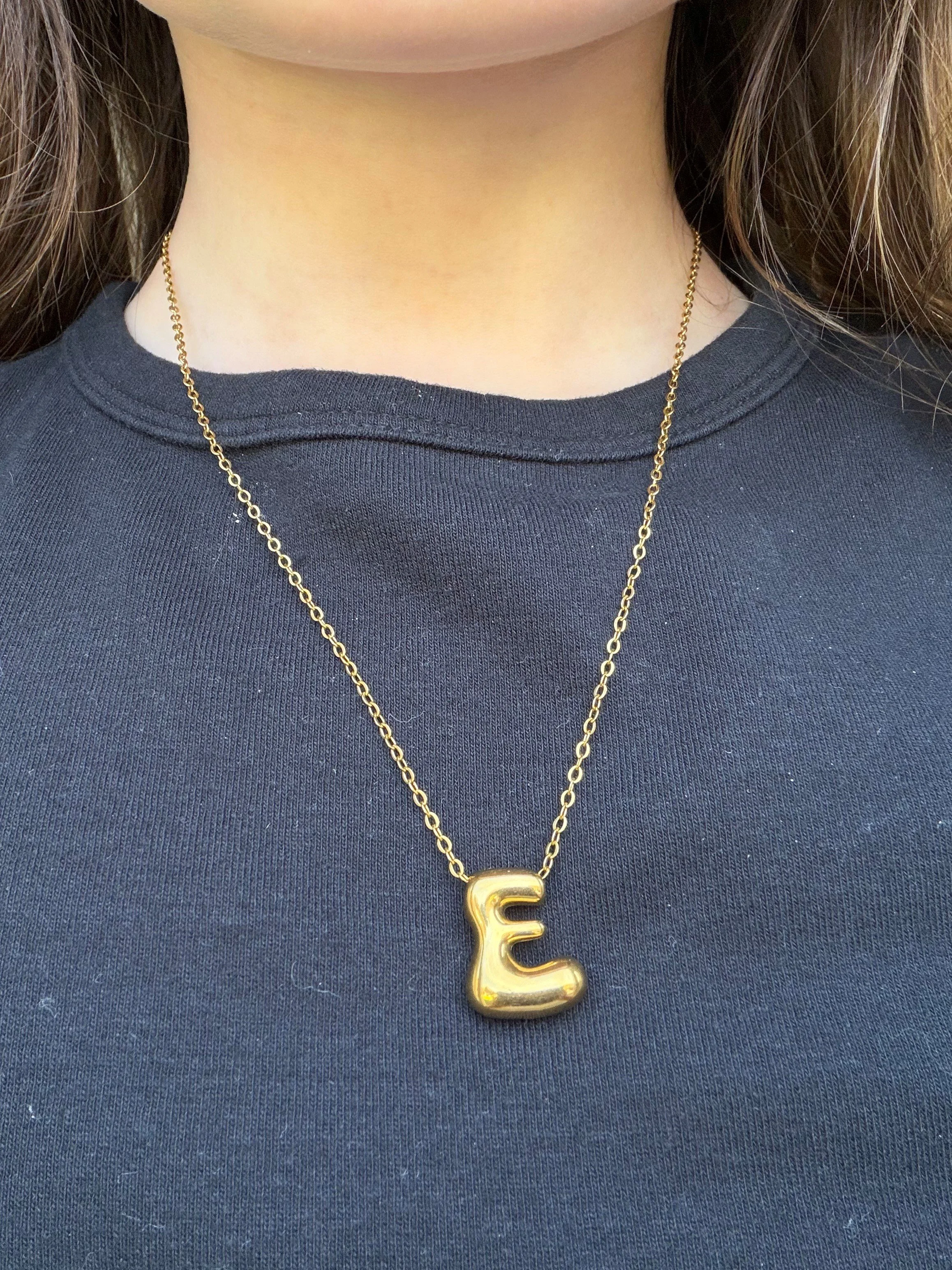 Gold-Plated Initial 'E' Necklace