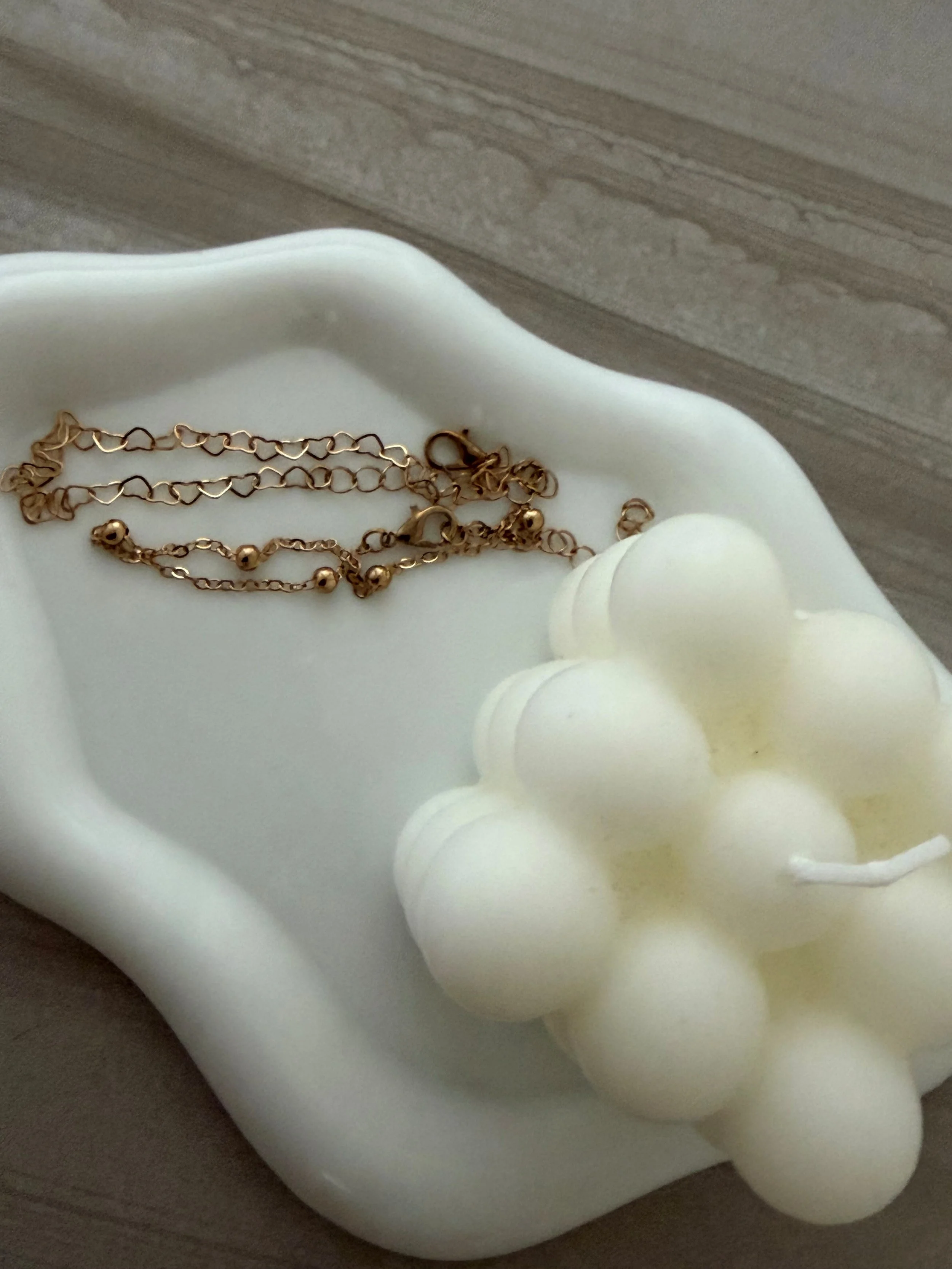 Gold-Plated Heart & Bead Chain Bracelet