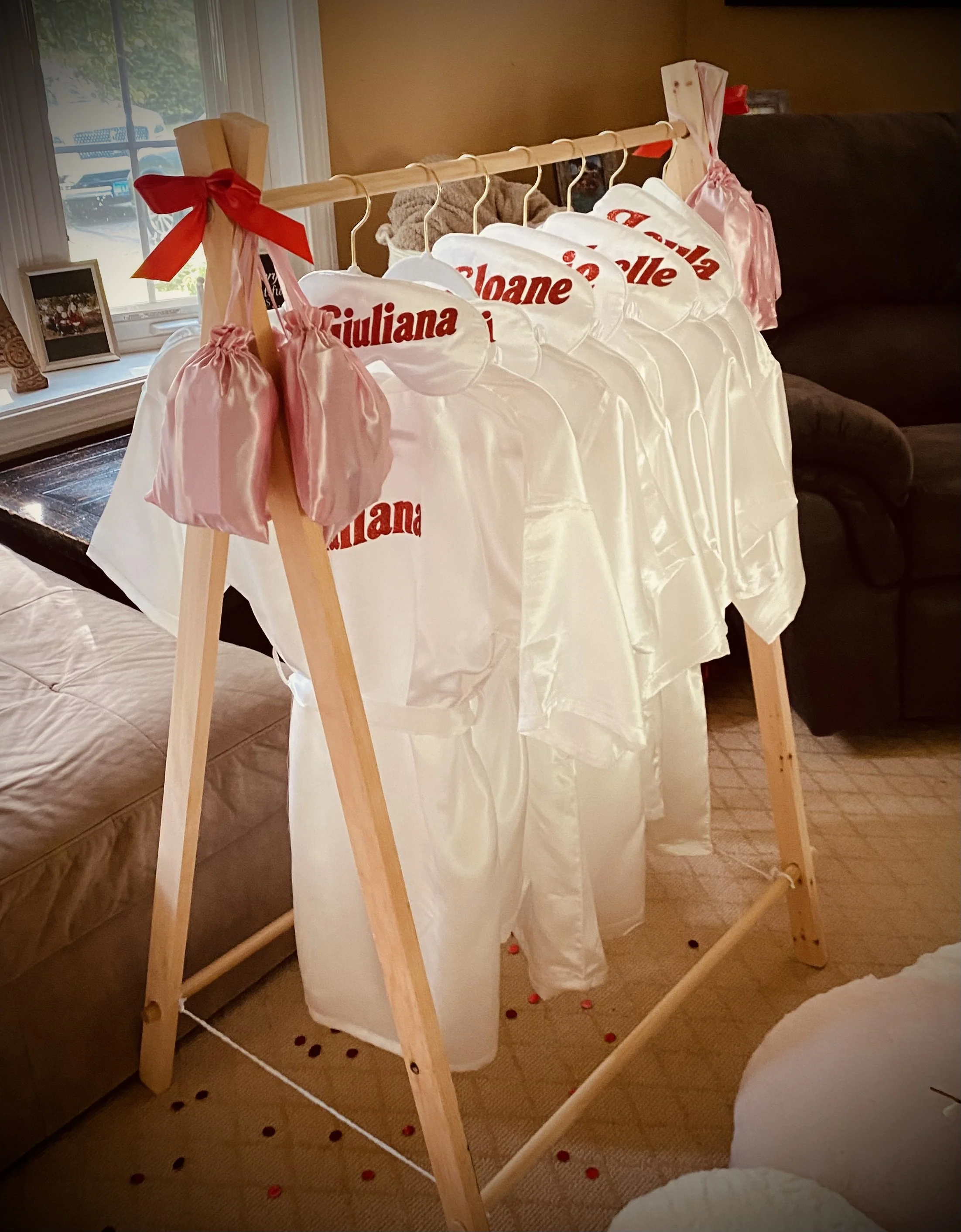Spa Party robes in satin