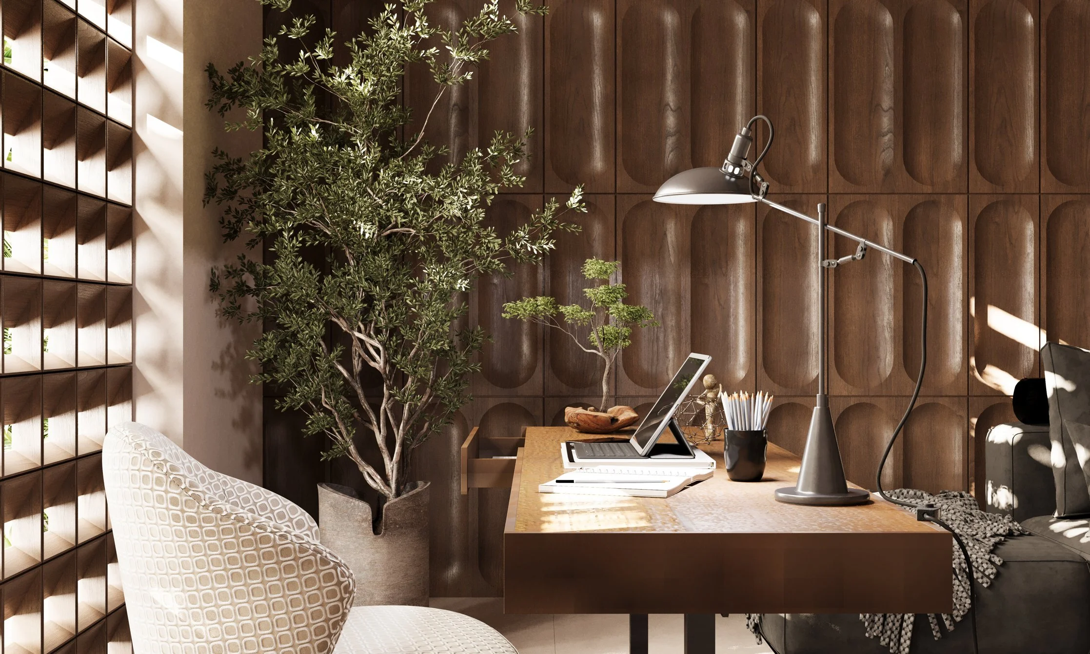 Home office workspace in a Brooklyn home