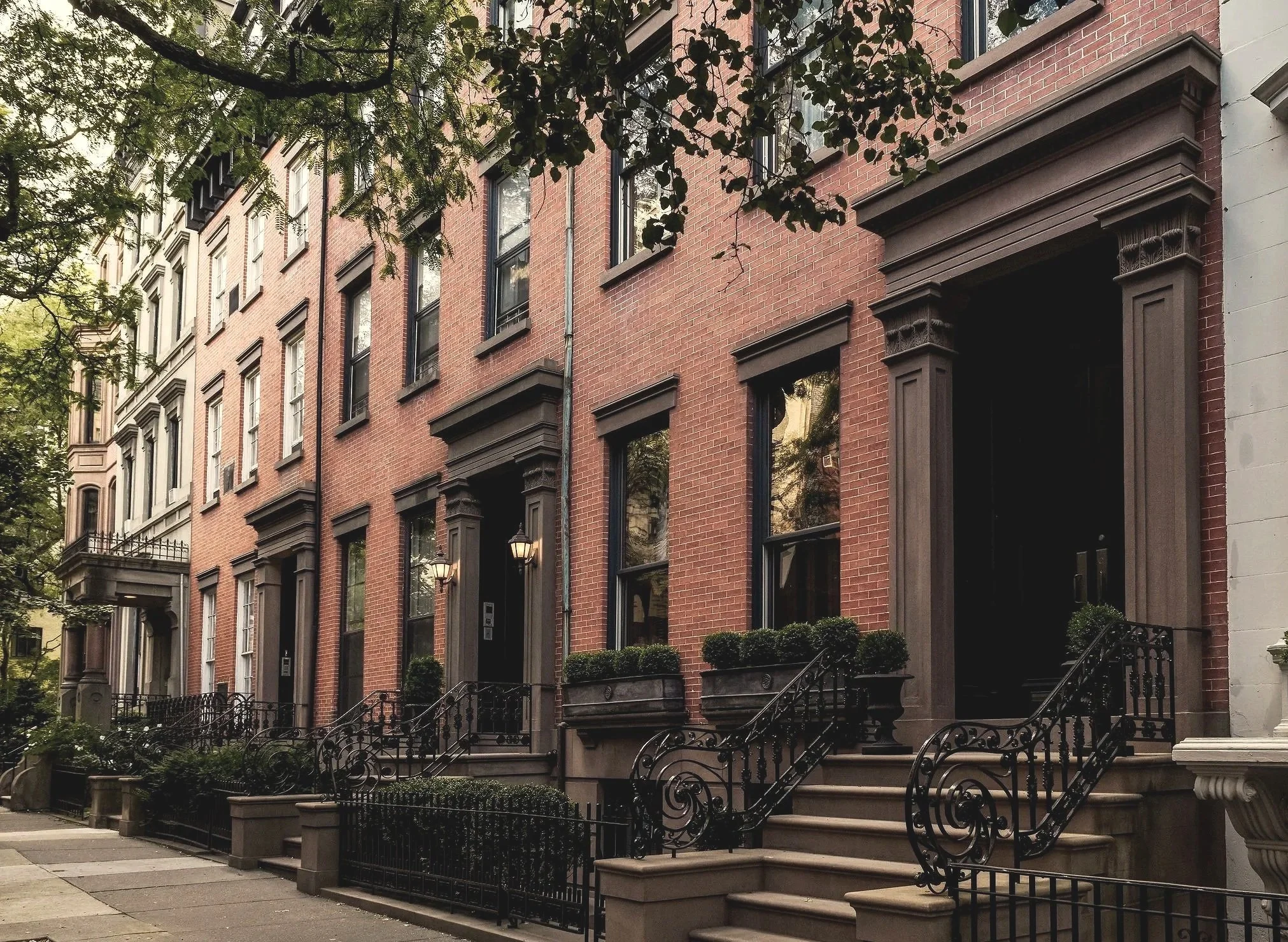 Row of historic multifamily residences in Brooklyn
