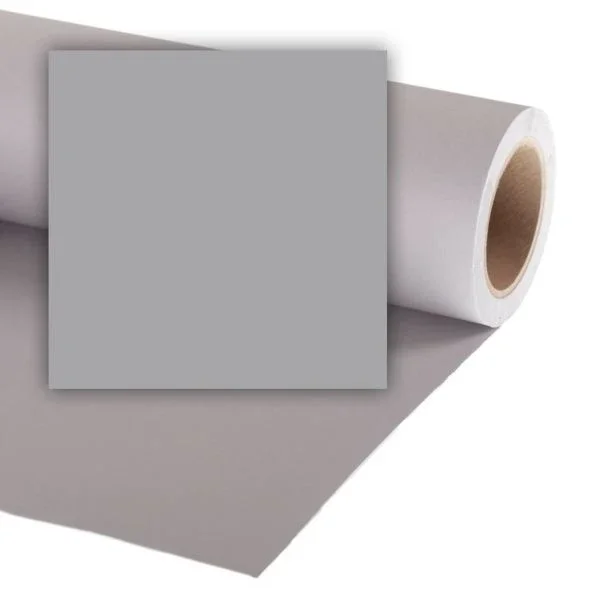 Roll of gray craft paper with a flat gray sheet in front