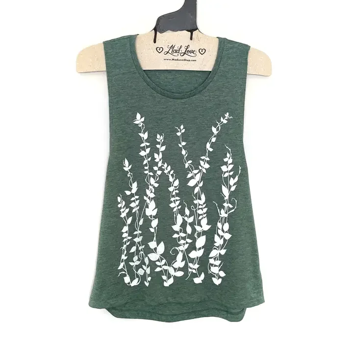 Mad Love Shop Forest Muscle Tank with Vines Print