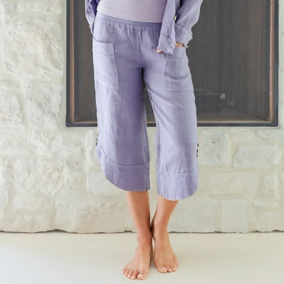 Splendid Iris Threads Linen Capri w/2 Large Open Pockets