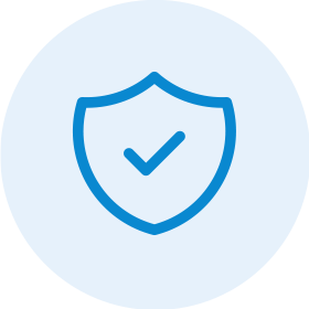 Shield with a tick icon: Background checked and verified carers