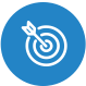 Target icon with a dart hitting the bullseye