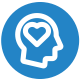 Icon of a blue badge with a white heart in the center