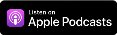 Logo de podcast d'Apple avec texte 'Listen on Apple Podcasts'
