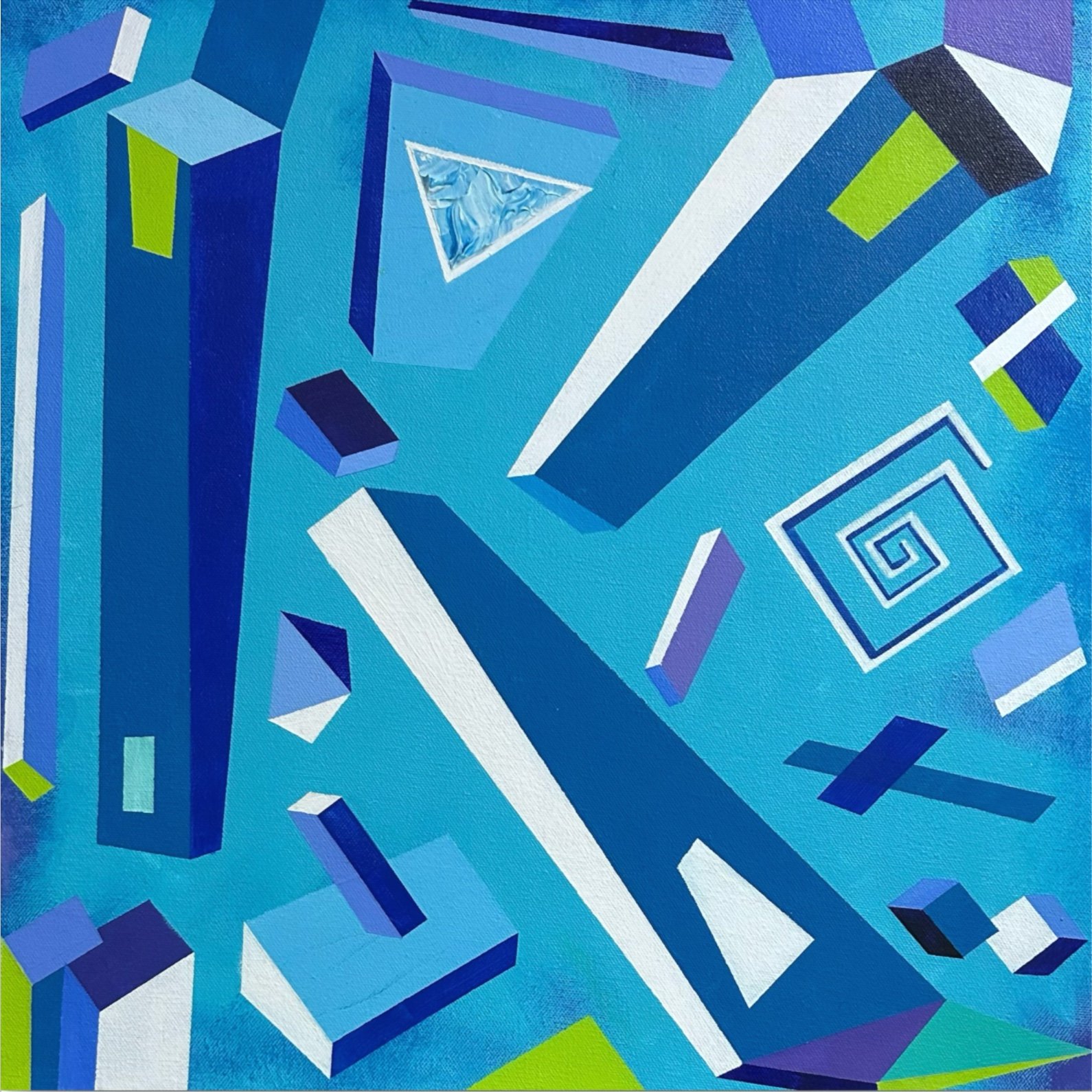 Blue Doorways, 18"x18", acrylic on canvas, Scott Olmstead, 6/25, $640