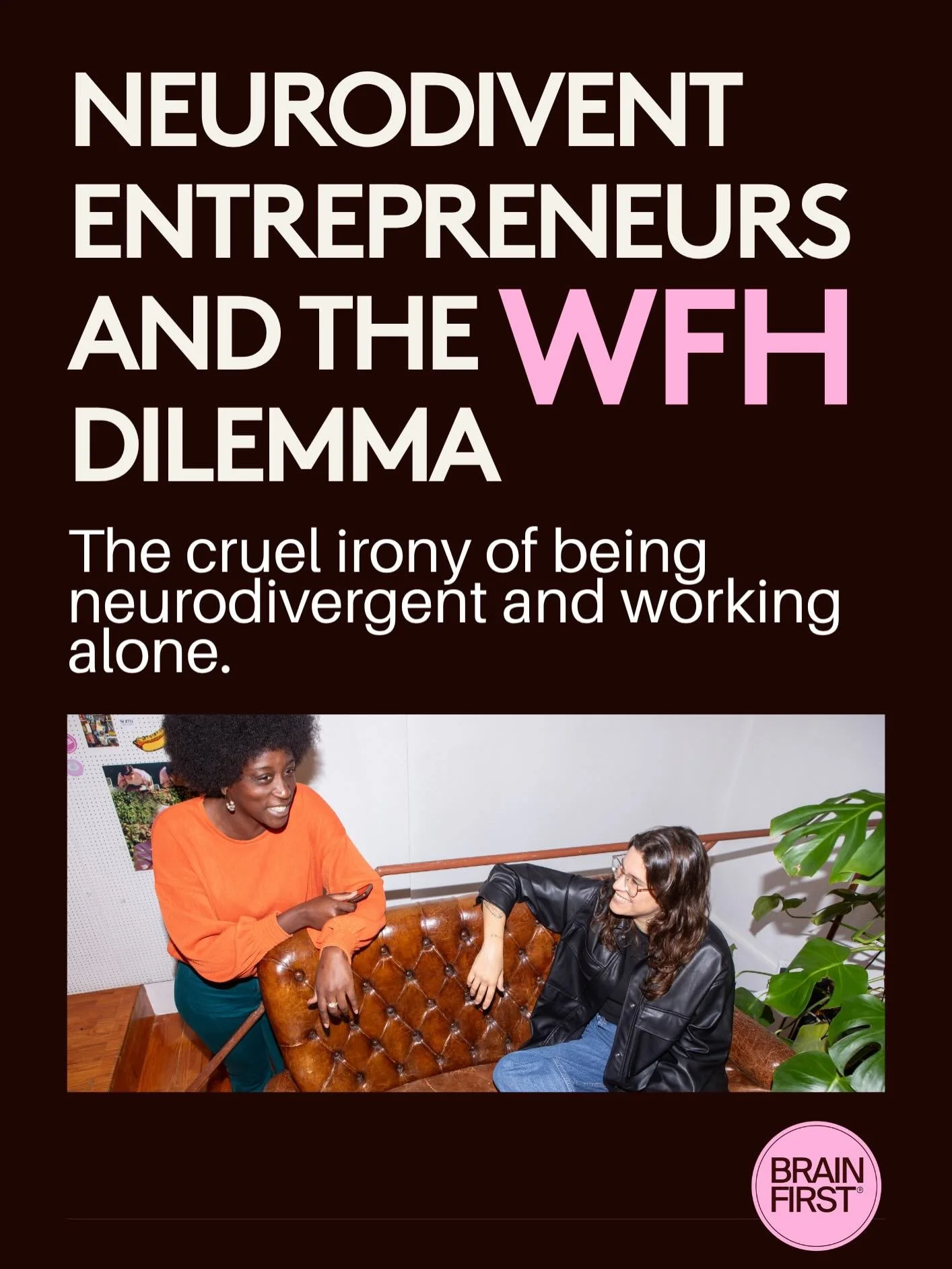 The cruel irony of being neurodivergent and working alone.

Do you WFH? Do you use co work spaces?

Let us know your experience ❤️

#brainfirst