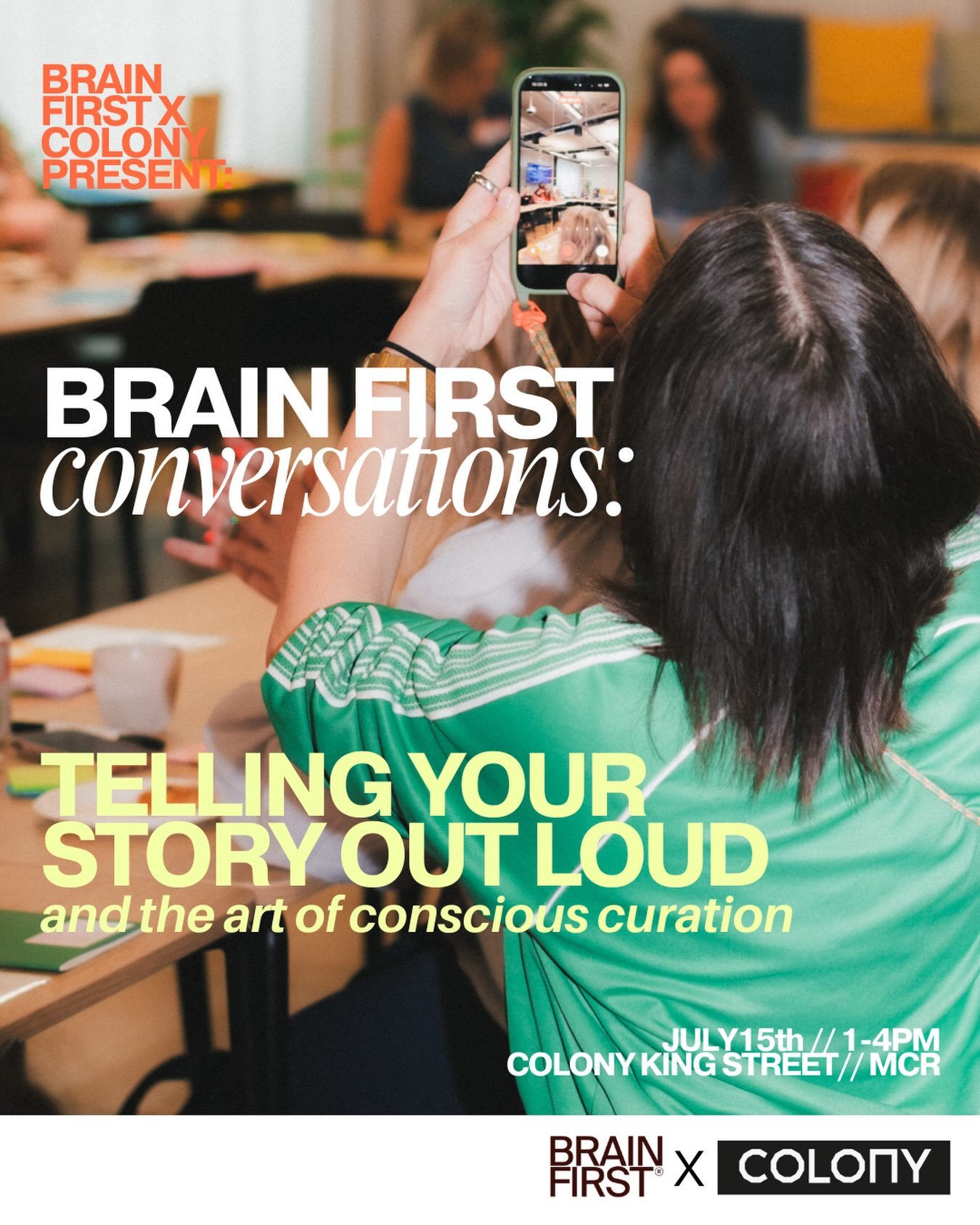 Join us for our first in the Brain First Conversations series 🧠 

TELLING YOUR STORY OUT LOUD: the art of conscious curation is designed to dig into how we show up online, what we choose to share (and not share) and why.

We have some amazing panel 