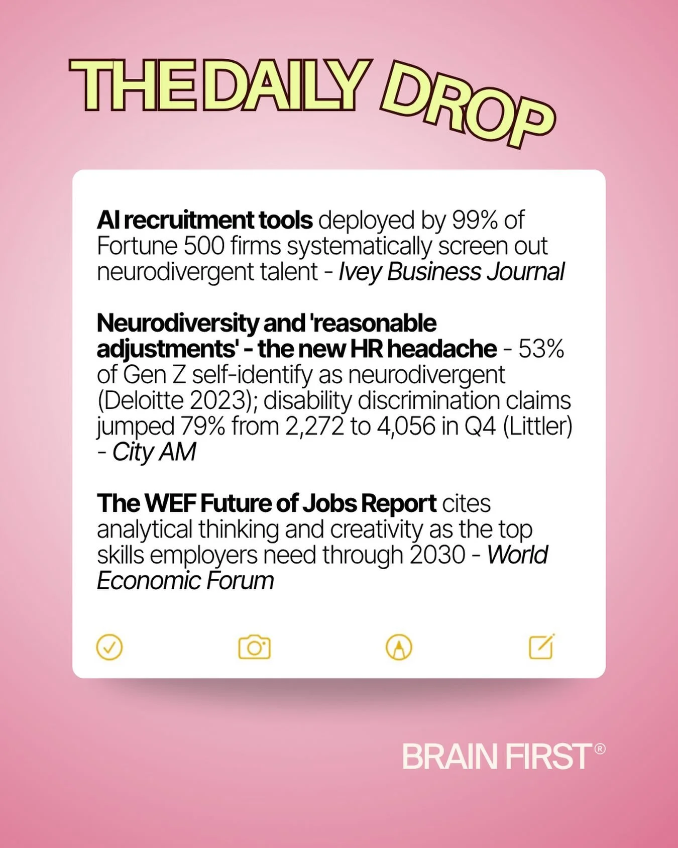 Your daily drop with everything you need to know from the world of Neurodiversity in biz ✌️

#brainfirst