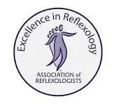 Logo of the Association of Reflexologists with a stylized purple leaf and text highlighting excellence in reflexology