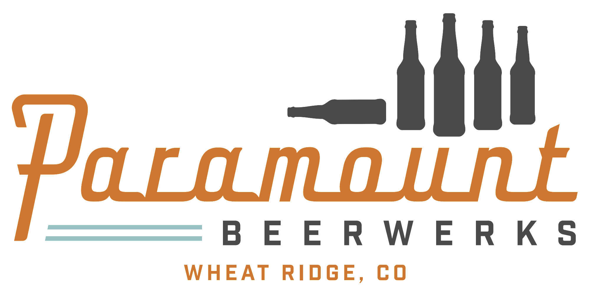 Logo for Paramount Beerworks in Wheat Ridge, Colorado, featuring the company name in stylized text, a graphic of beer bottles, and the words 'Wheat Ridge, CO.'.