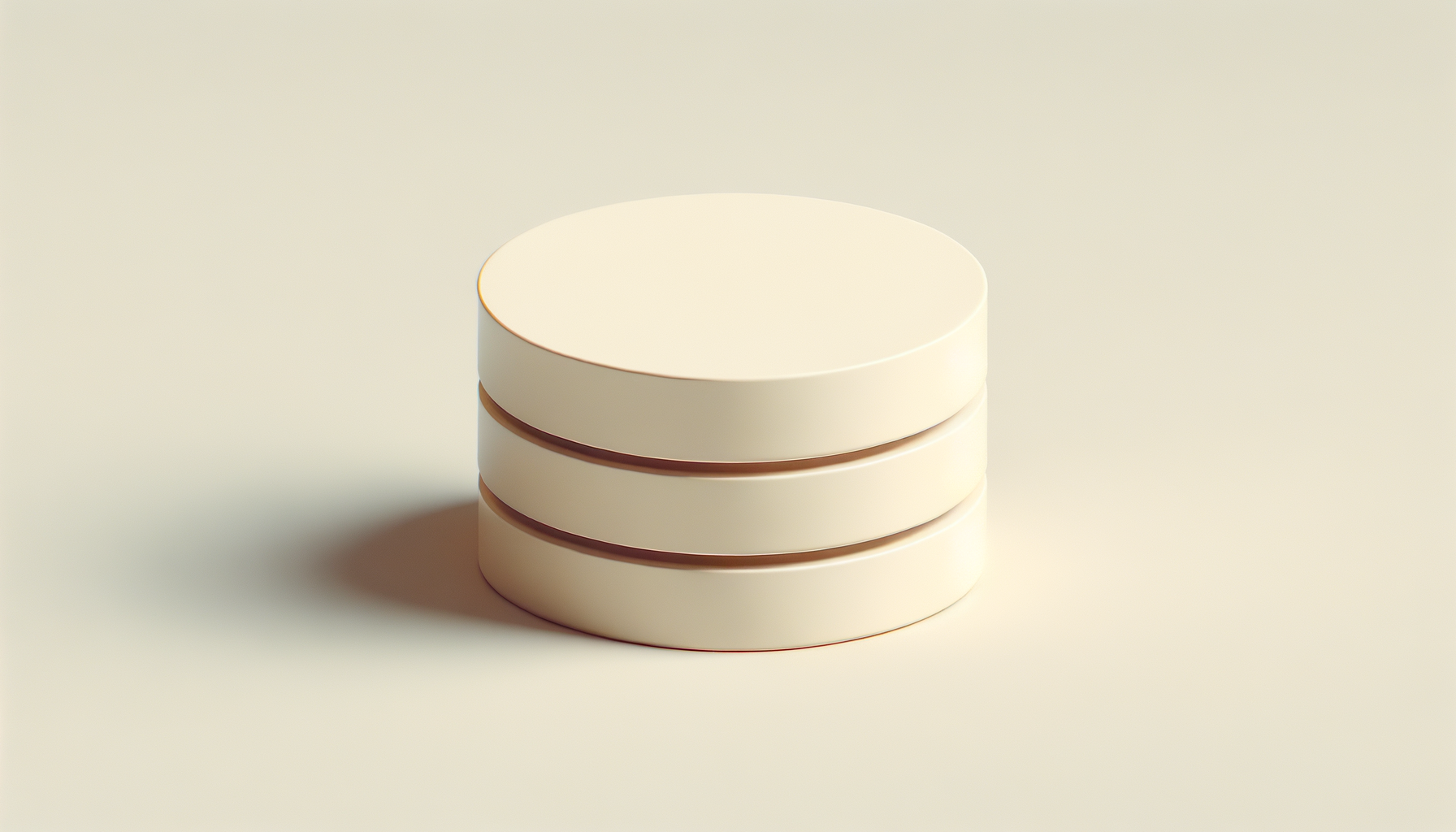 A stack of four beige, cylindrical containers with copper accents on a plain beige background.