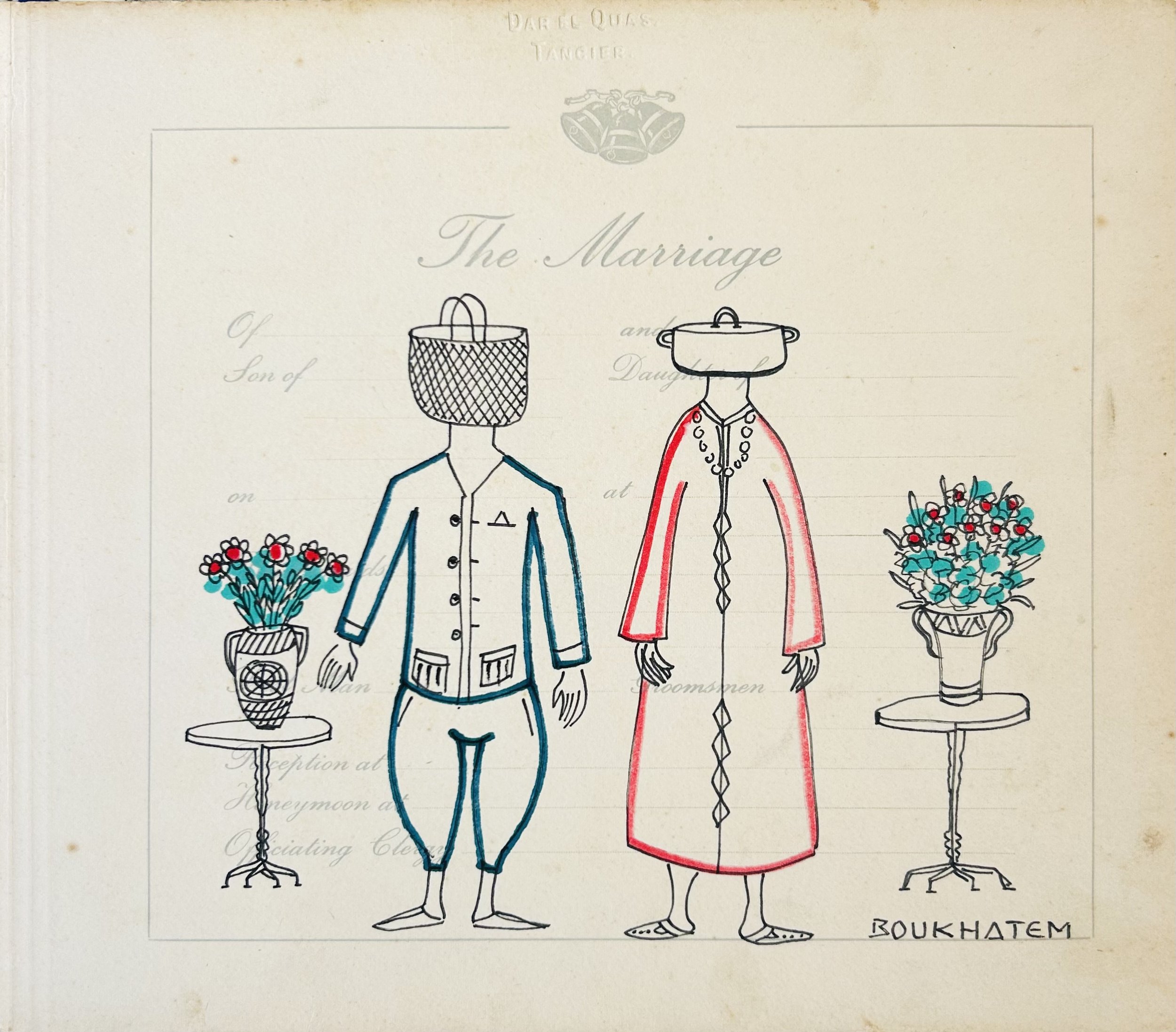 Felt-tip pen on marriage announcement 23 x 27 cm