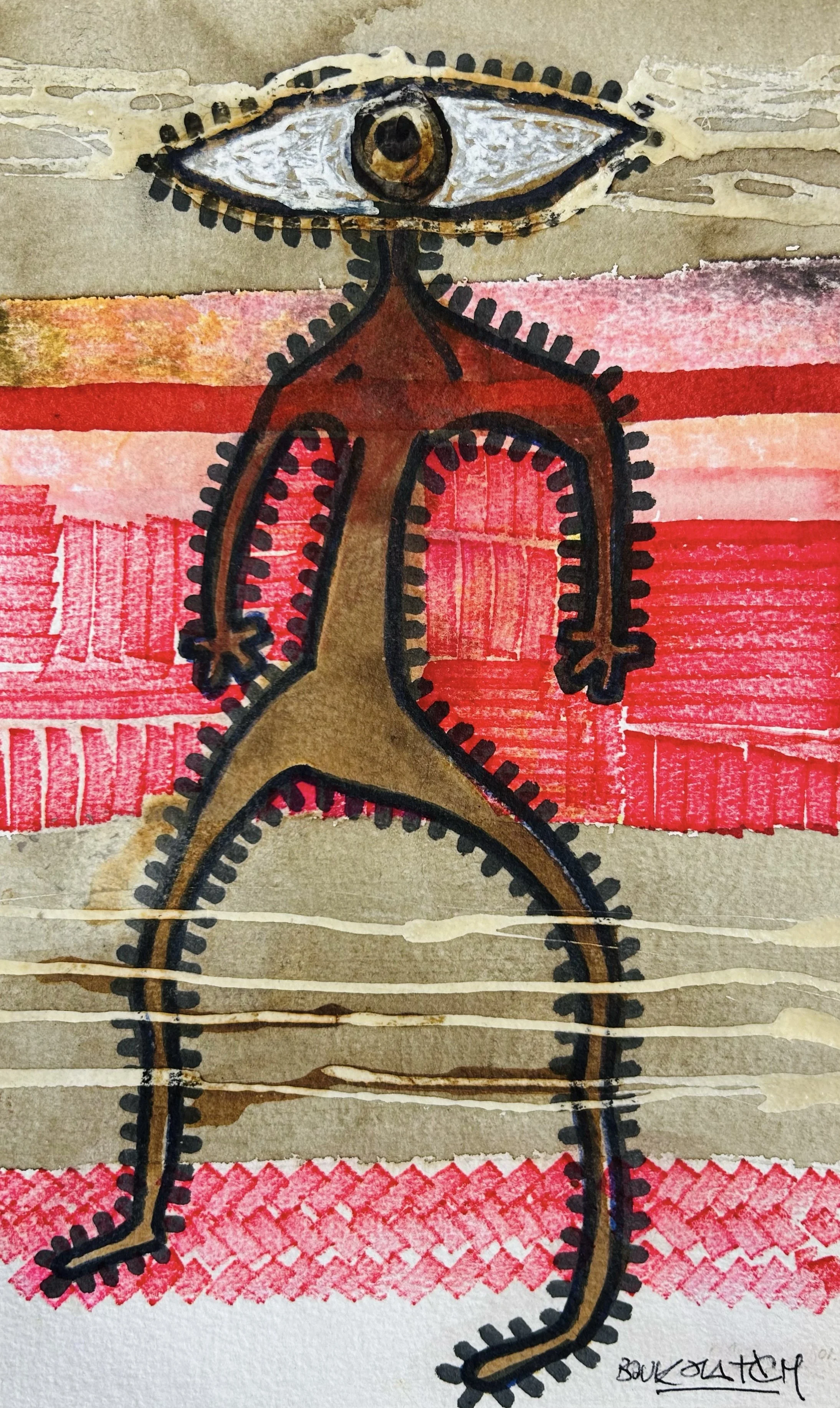 Mixed media on textured paper 30 x 18 cm