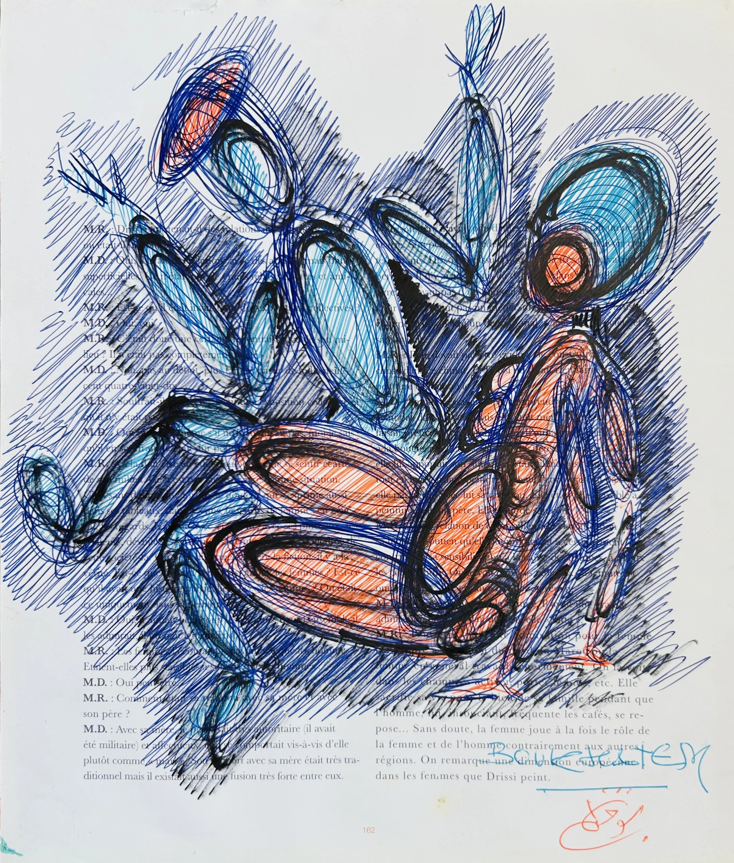 Ballpoint pen on book page 28 x 24 cm