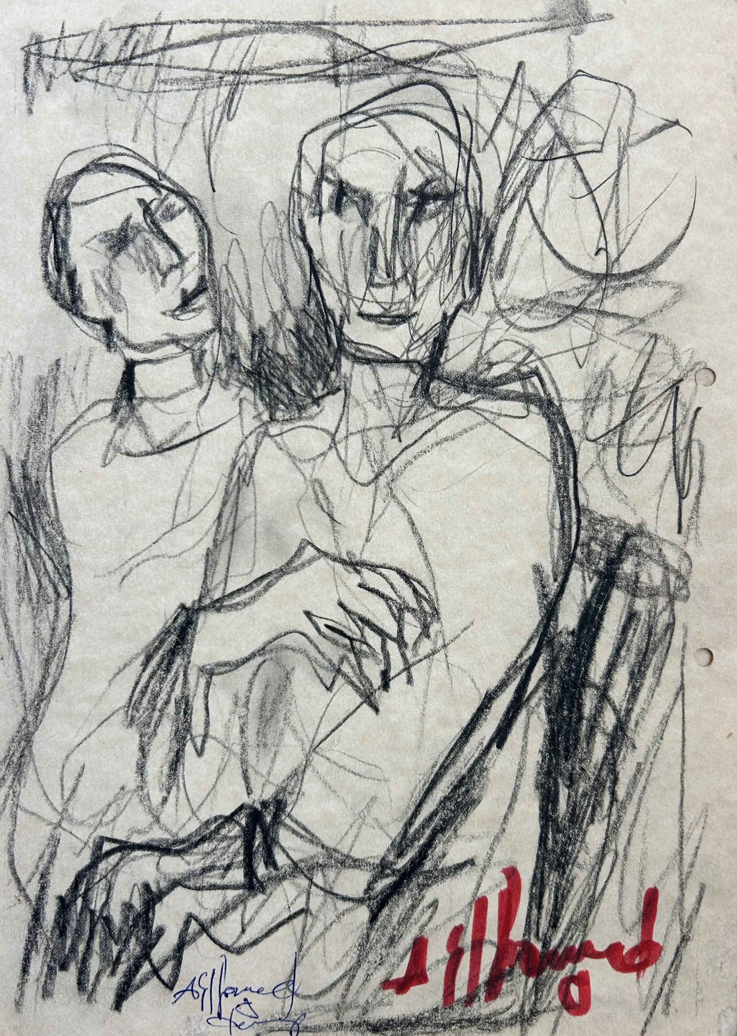 Black drawing on printed educational paper 29 x 21 cm