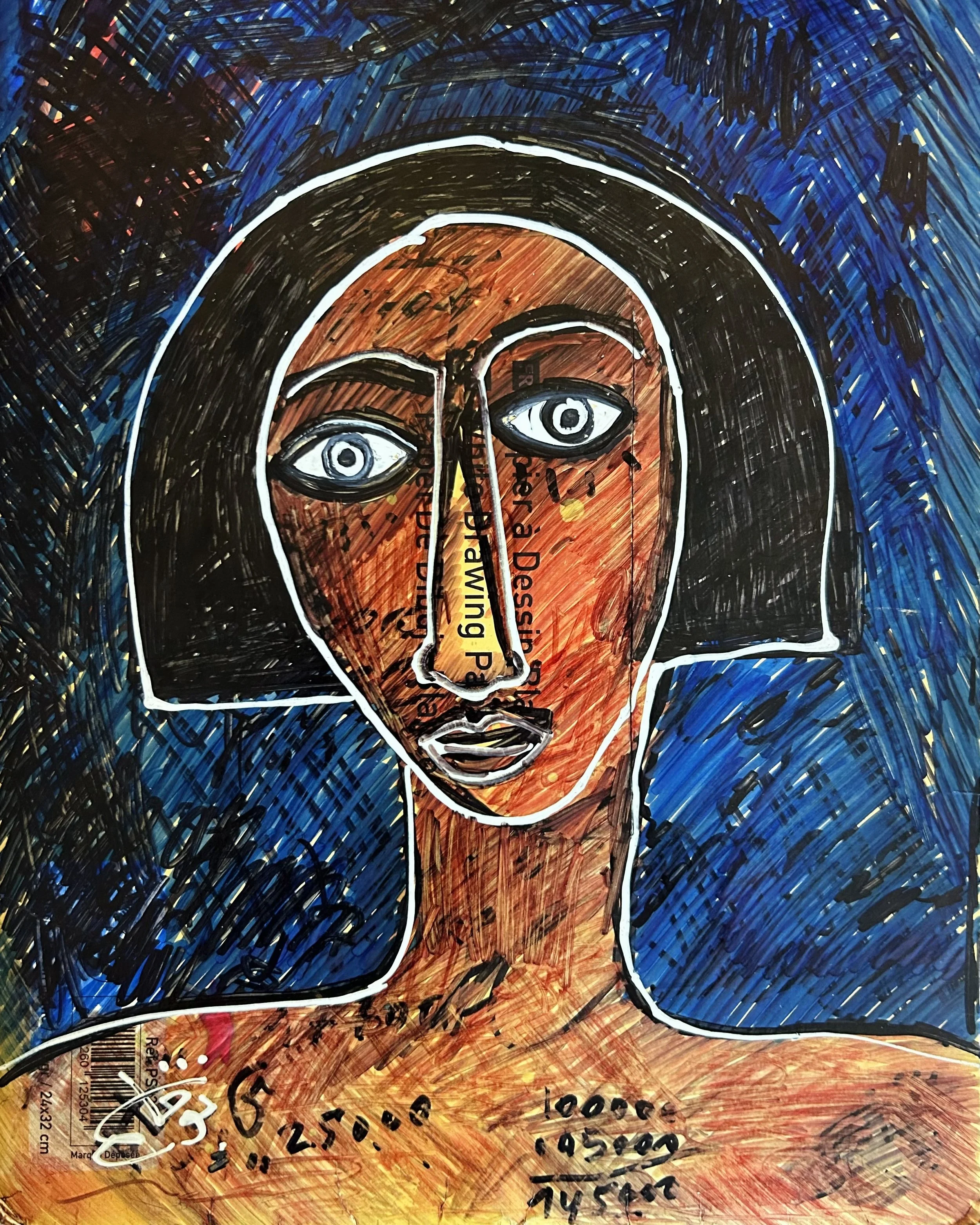 Mixed media on printed paperboard 33 x 25 cm