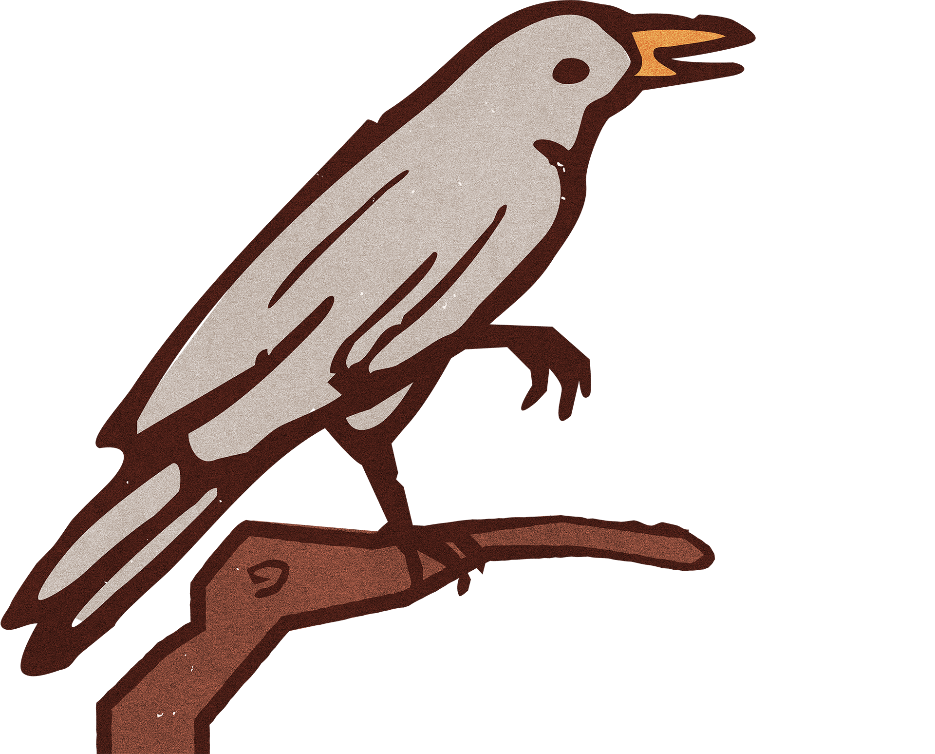Illustration of a bird-shaped ice cream cone with a blue rectangular flag attached, set against a black background.