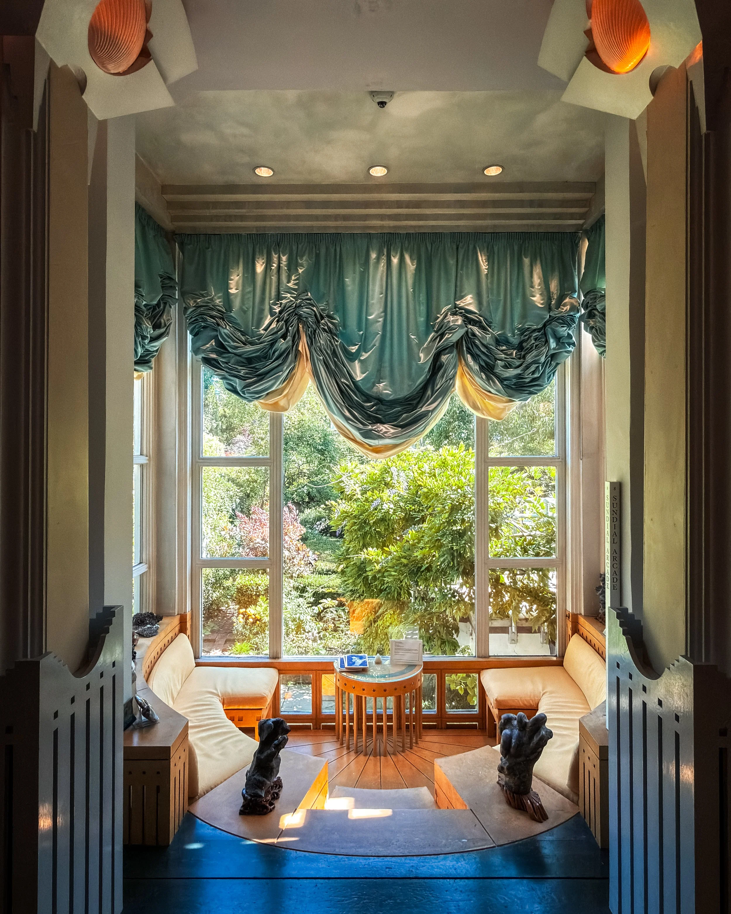 Interior living room view of postmodernist Cosmic House in Kensington, London, United Kingdom. Designed by Charles Jencks in collaboration with architects Terry Farrell and Michael Graves.