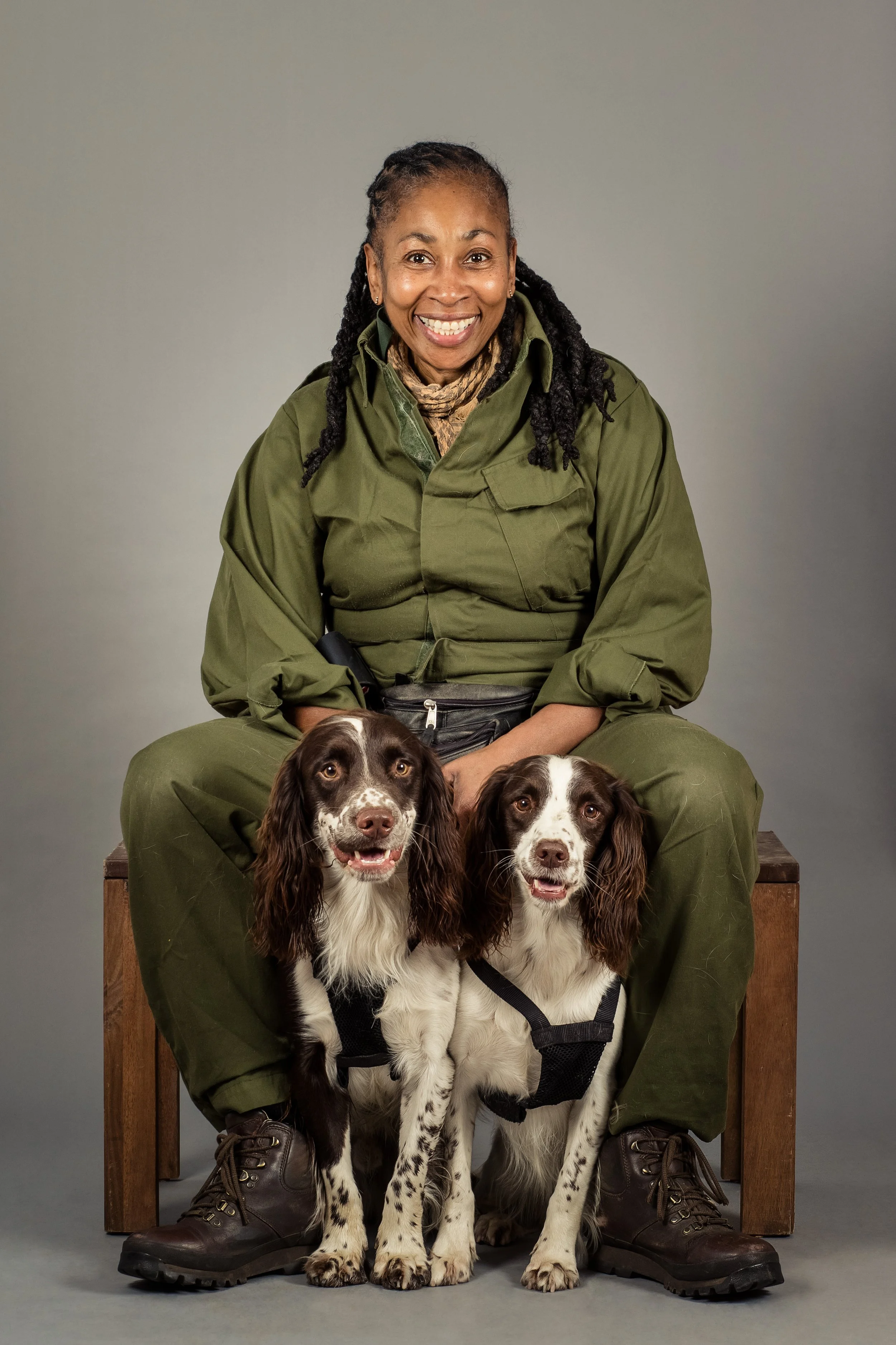 Portrait at fundraising charity dog photoshoot event for Pets As Therapy