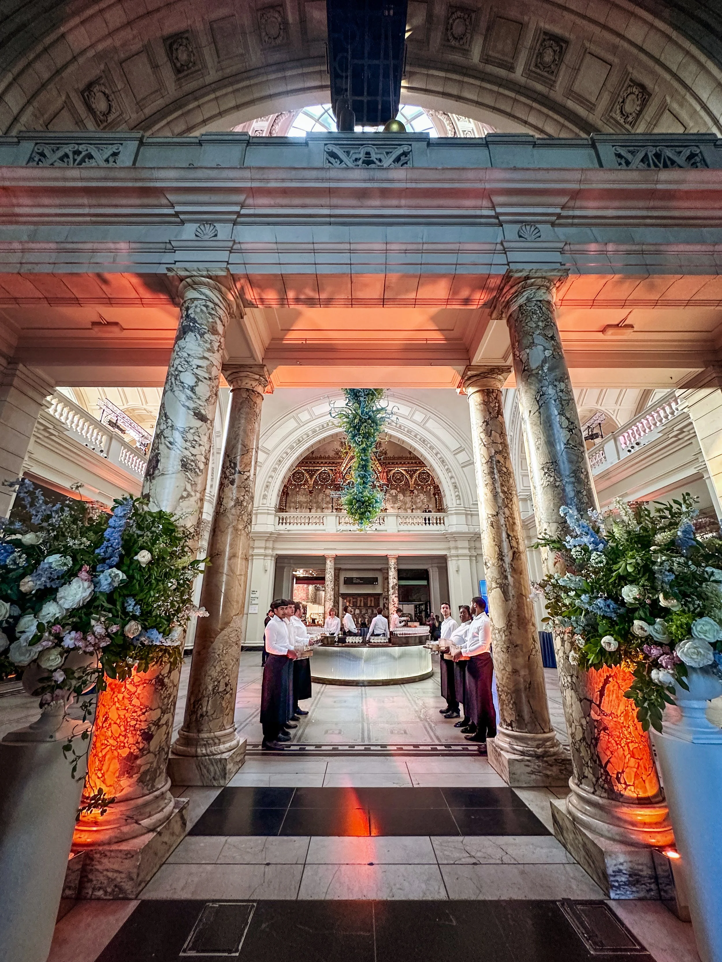 Interior view of the Cromwell Road entrance of the Victoria and Albert Museum, aka the V&A in Kensington, London, United Kingdom. 